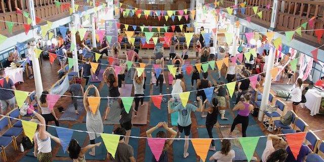 yoga festival aerial